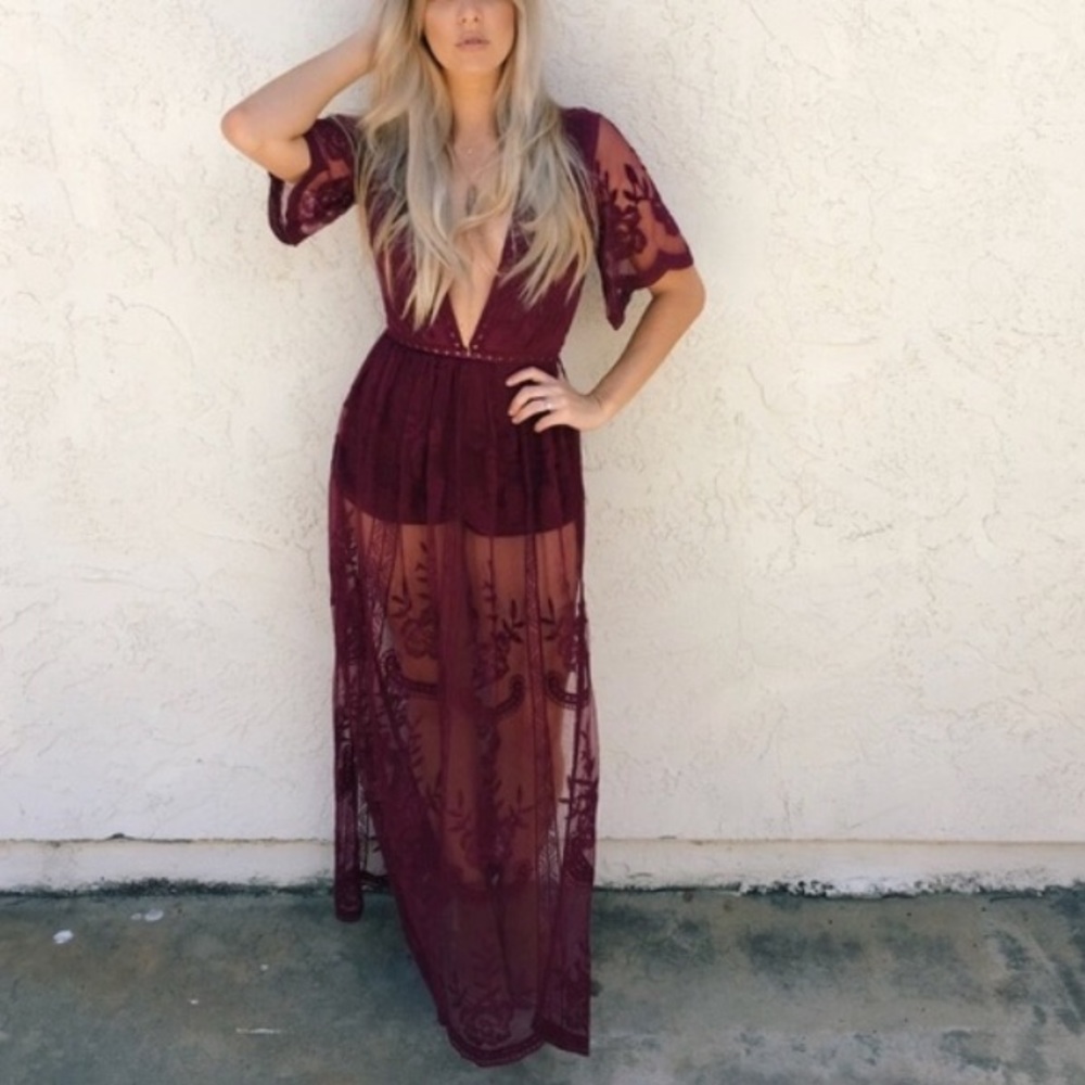 Wild Honey Wine maxi romper - size S